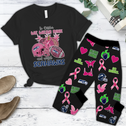 In October We Wear Pink And Watch SEA NFL Pajamas Set DatND DVT