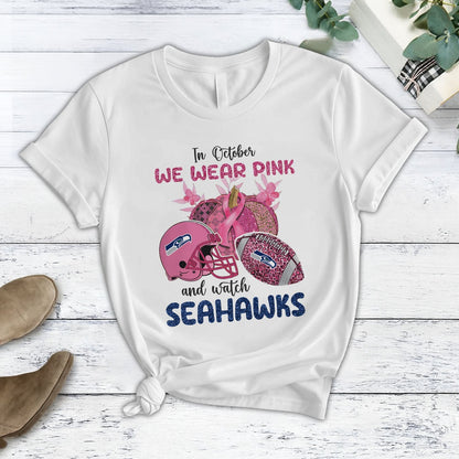 In October We Wear Pink And Watch SEA NFL Pajamas Set DatND DVT