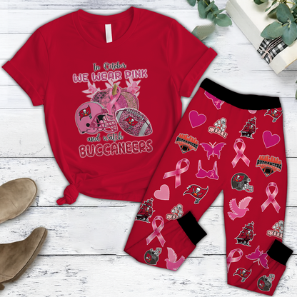 In October We Wear Pink And Watch TB NFL Pajamas Set DatND DVT