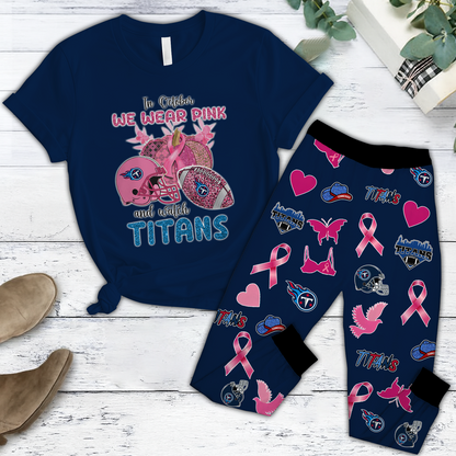 In October We Wear Pink And Watch TEN NFL Pajamas Set DatND DVT
