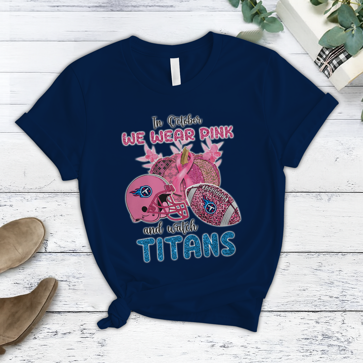 In October We Wear Pink And Watch TEN NFL Pajamas Set DatND DVT