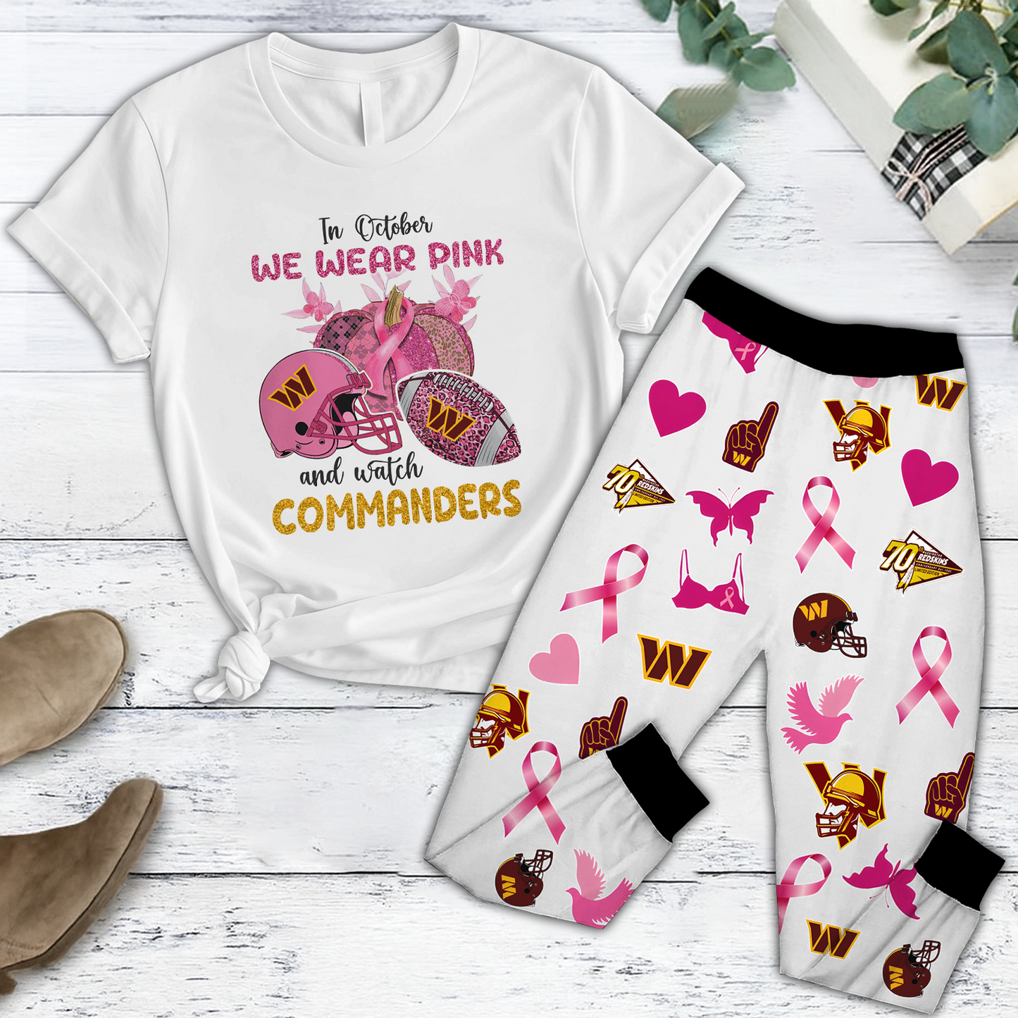 In October We Wear Pink And Watch WAS NFL Pajamas Set DatND DVT