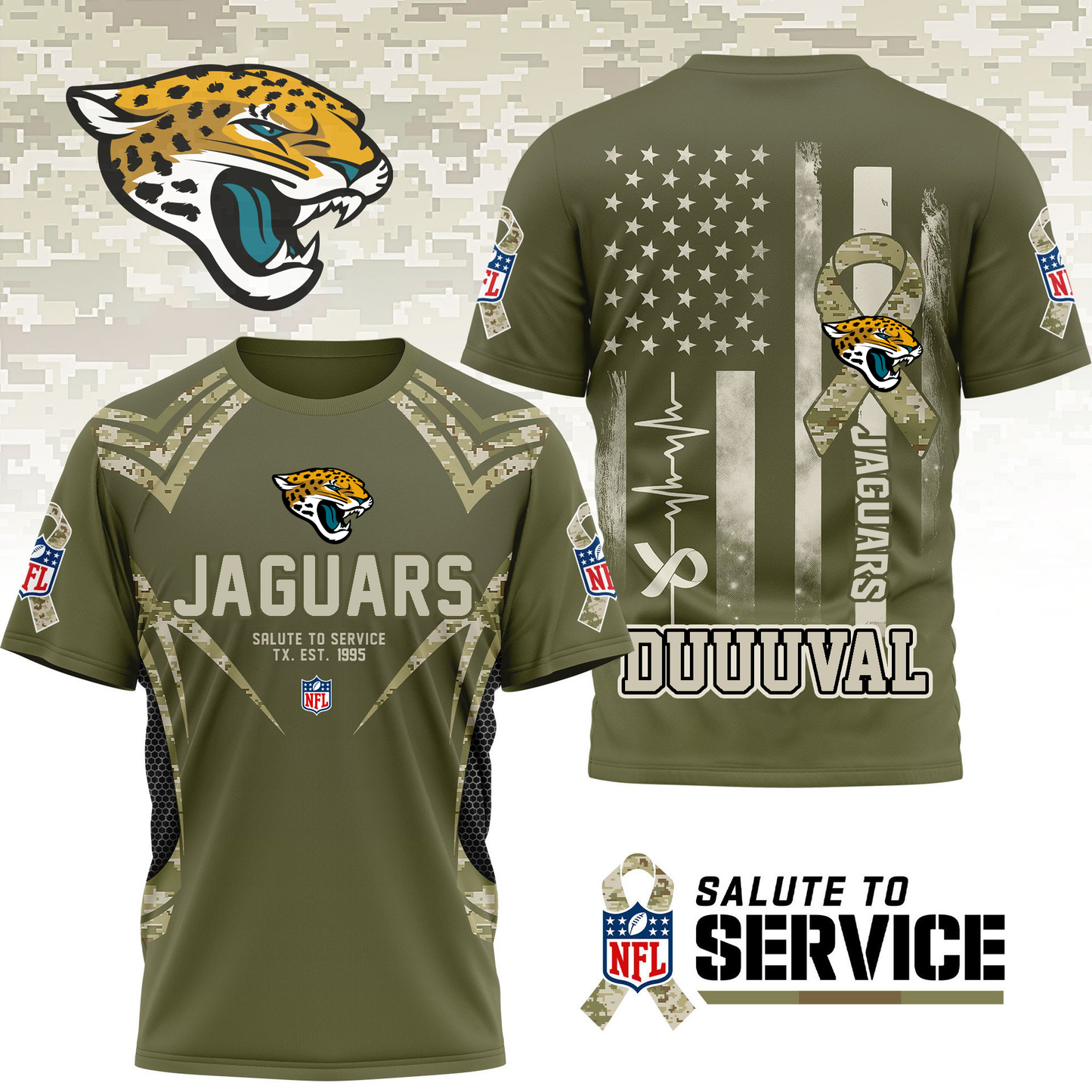 JJ Premium NFL Salute to Service Camo 3D Shirt DDT CTND