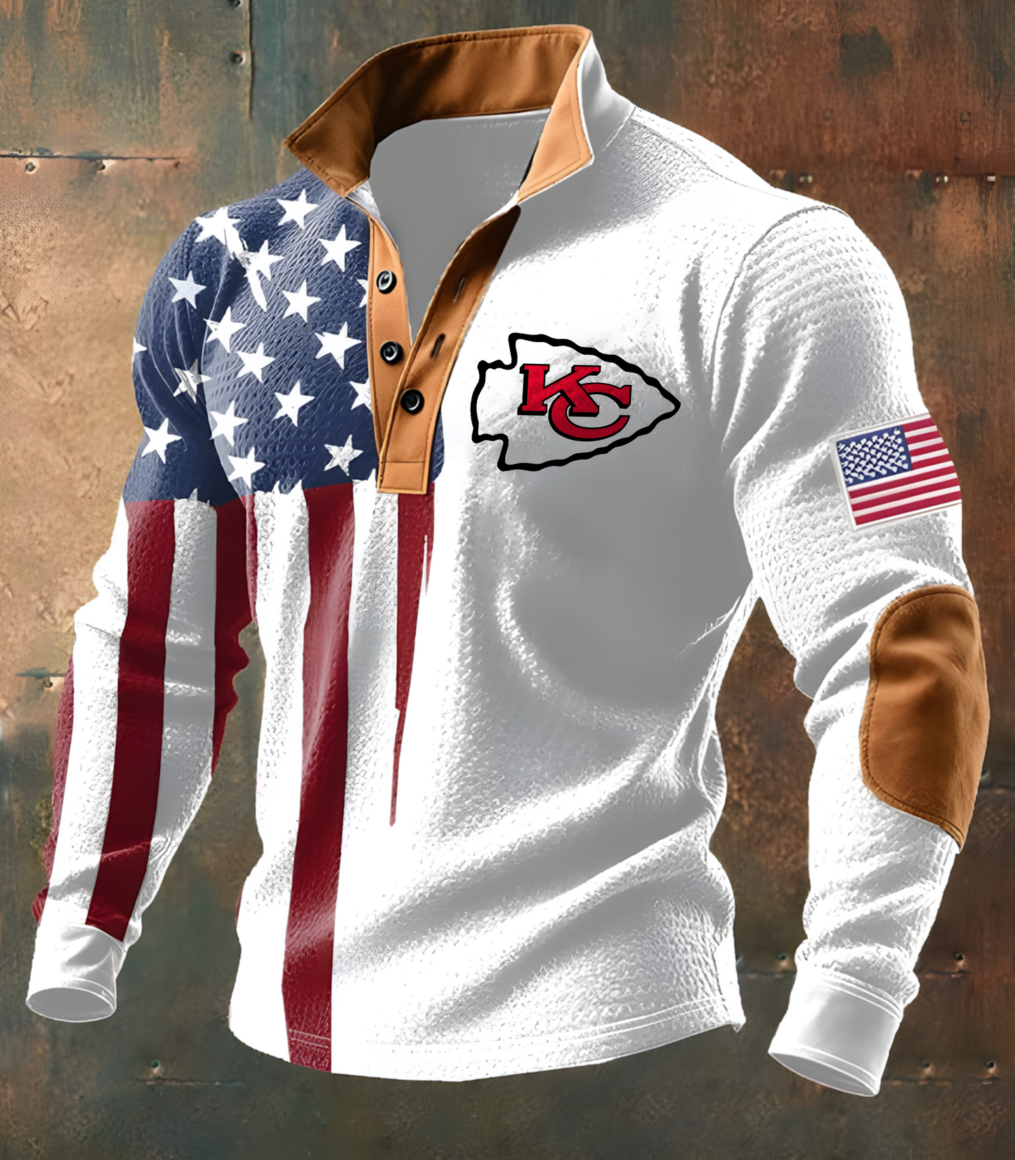 KC X NFL Casual Flag Print Long-sleeved Sweatshirt Football Team NAK THUONGNH