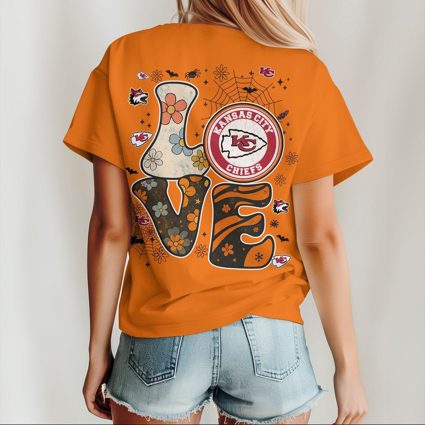 KC x NFL Halloween Bow 3D Shirt 0409 DatND DVT