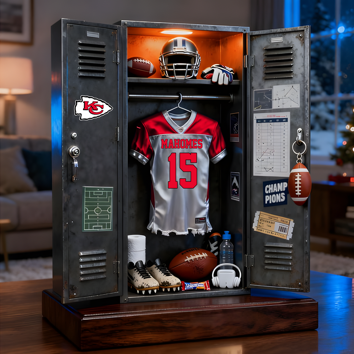 KC X NFL Personalized American football player wardrobe sculpture desktop ornament V1 NAK NHT