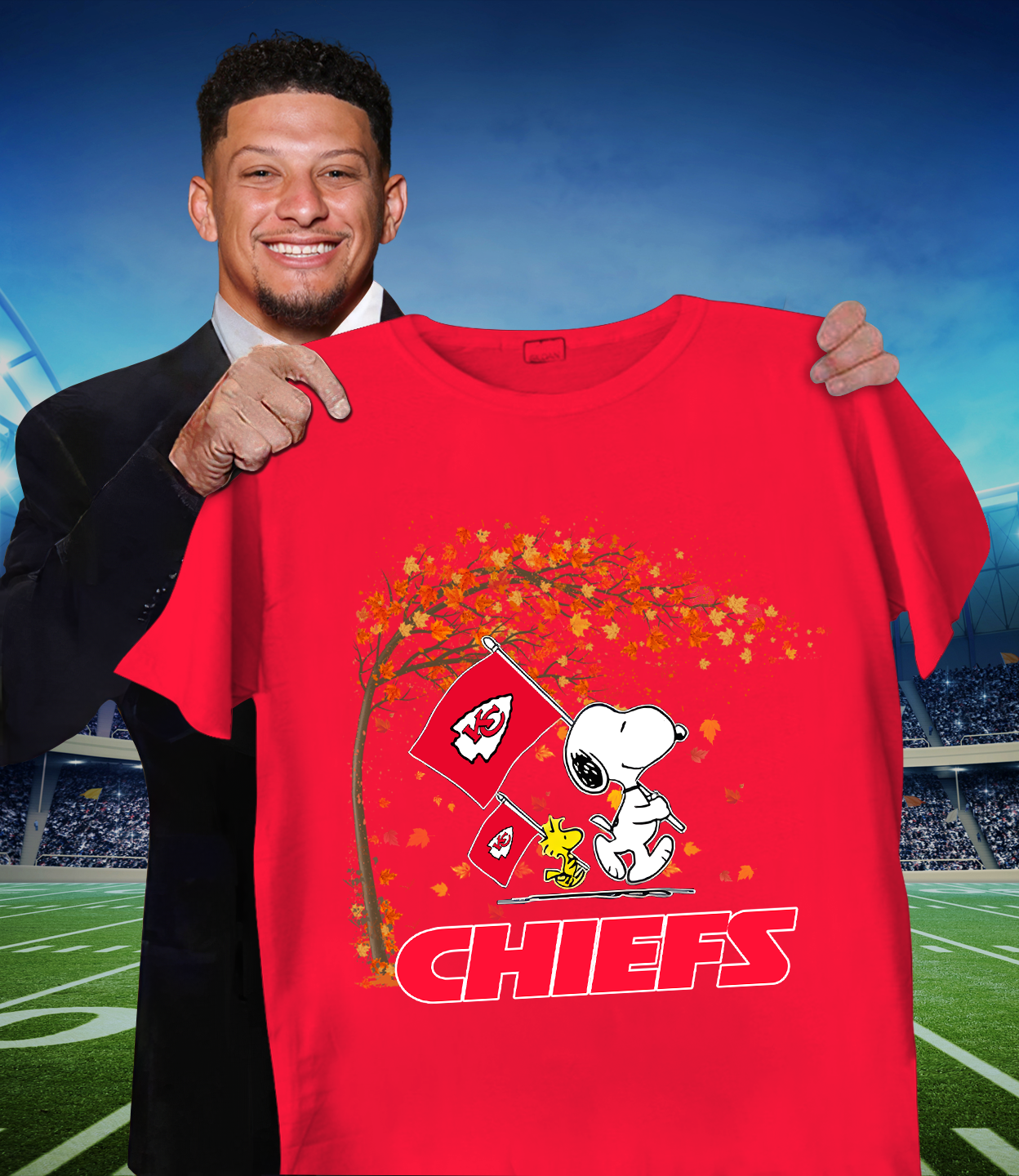 KC x NFL Snoopy and Woodstock Happy Autumn 2D Shirt DatND ThuongNH