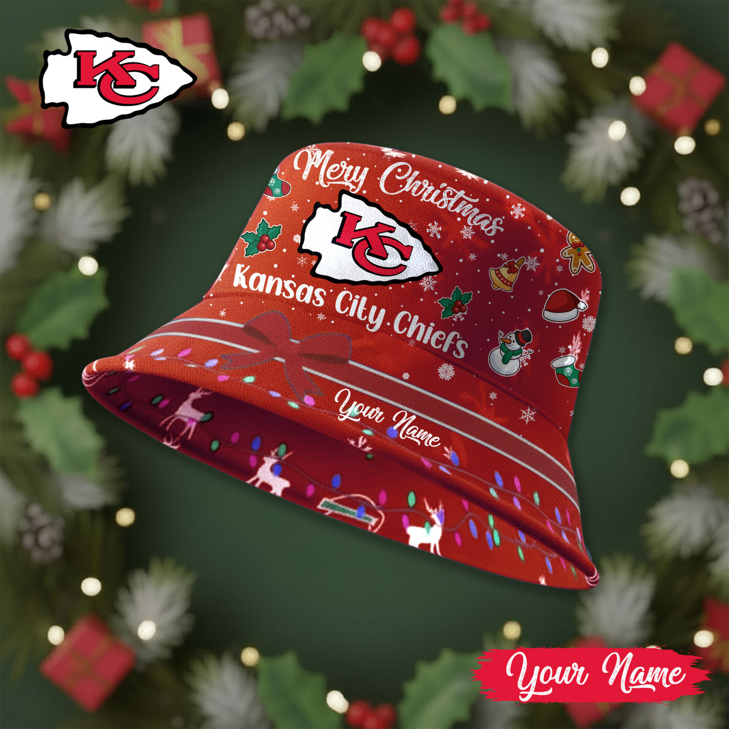 KCC Premium NFL Merry Christmas Bucket Hat DDT CTND