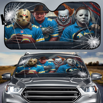 LAC x NFL Horror Car Sunshade For Fan DDT CTND