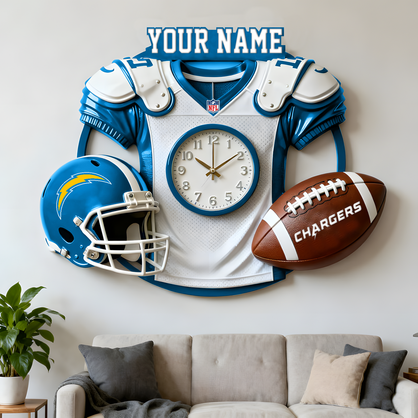 LAC X NFL Jersey Sculpture Clock V1 NAK NHT