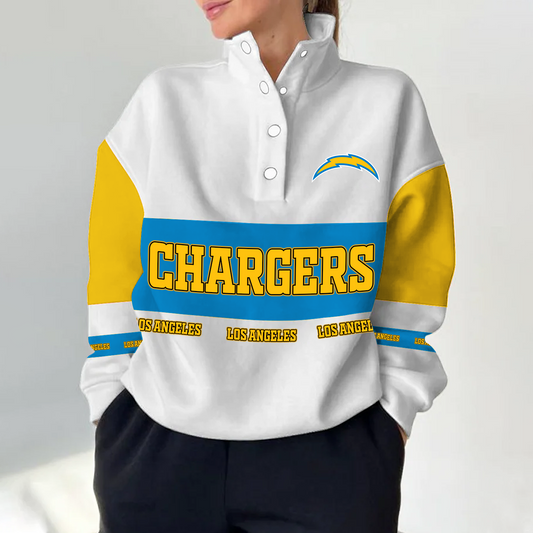 LAC x NFL Women's Retro Casual Snap Mockneck Pullover DATND TANTD