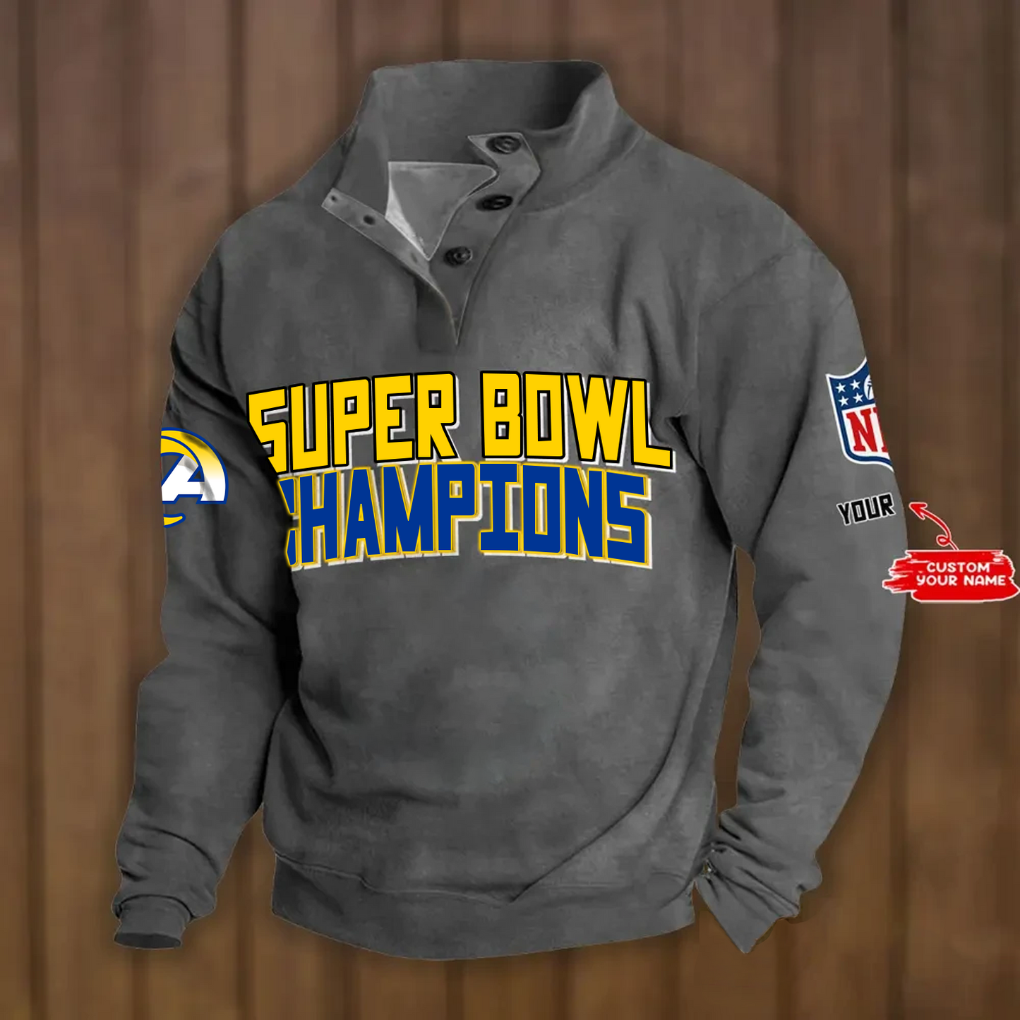 LAR x NFL Double Breasted Stand Collar Hoodies DATND TANTD