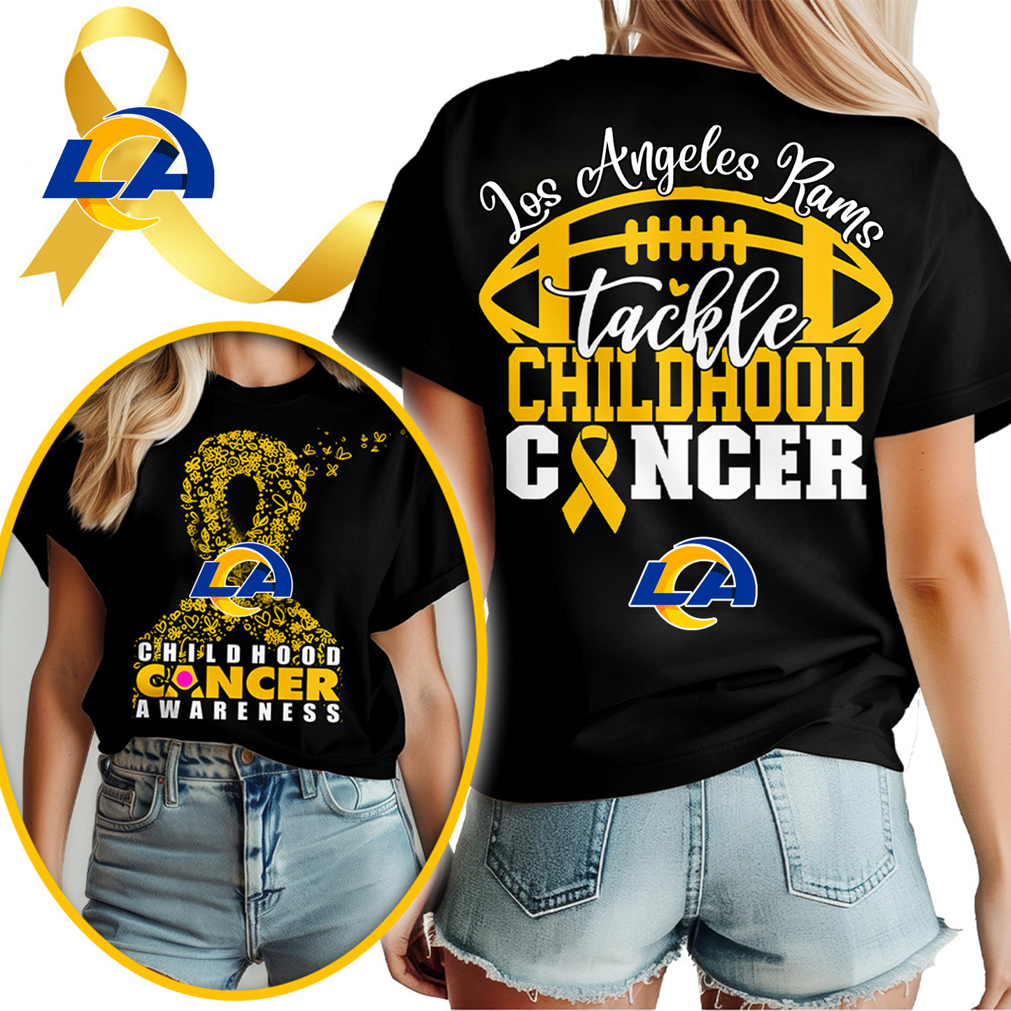 LAR X NFL Premium Childhood Cancer Awareness Month 3D Shirt DatND ThuongNH