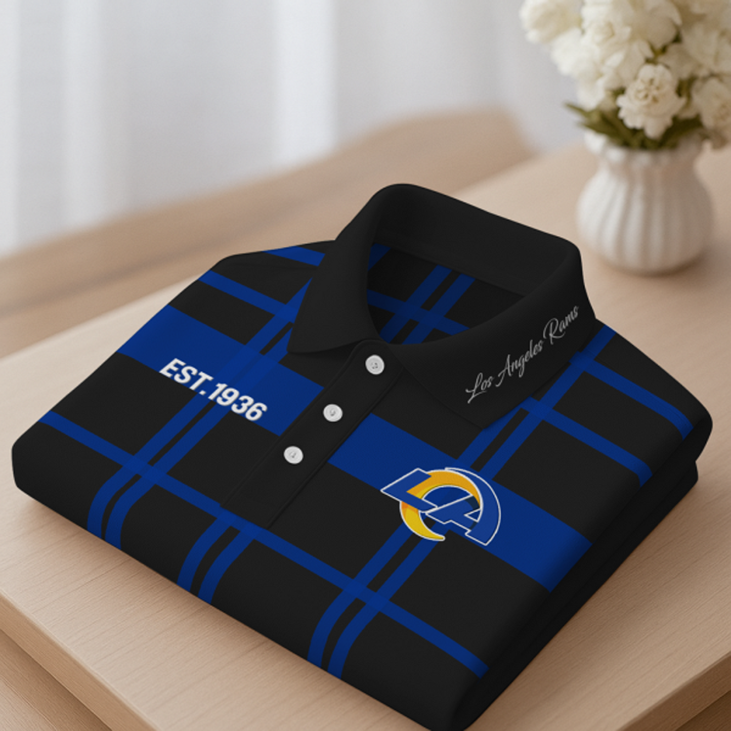 LAR X Premium NFL New Polo Long Sleeve V1 NAK NHT