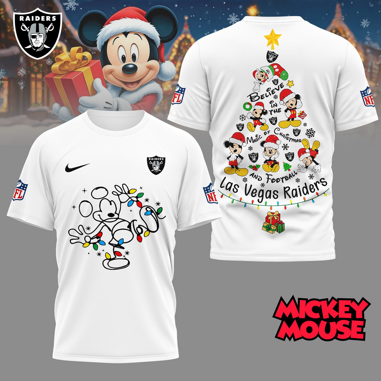 LVR Premium NFL Mickey Mouse Christmas 3D Shirt DDT CTND