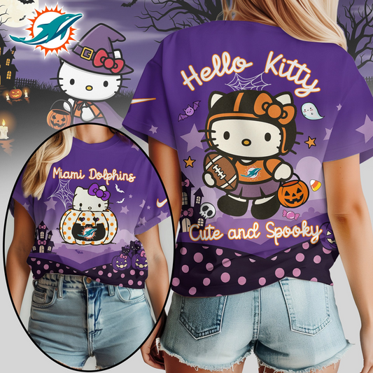 MD Premium NFL Hello Kitty Cute & Spooky Halloween Women Shirt DDT CTND