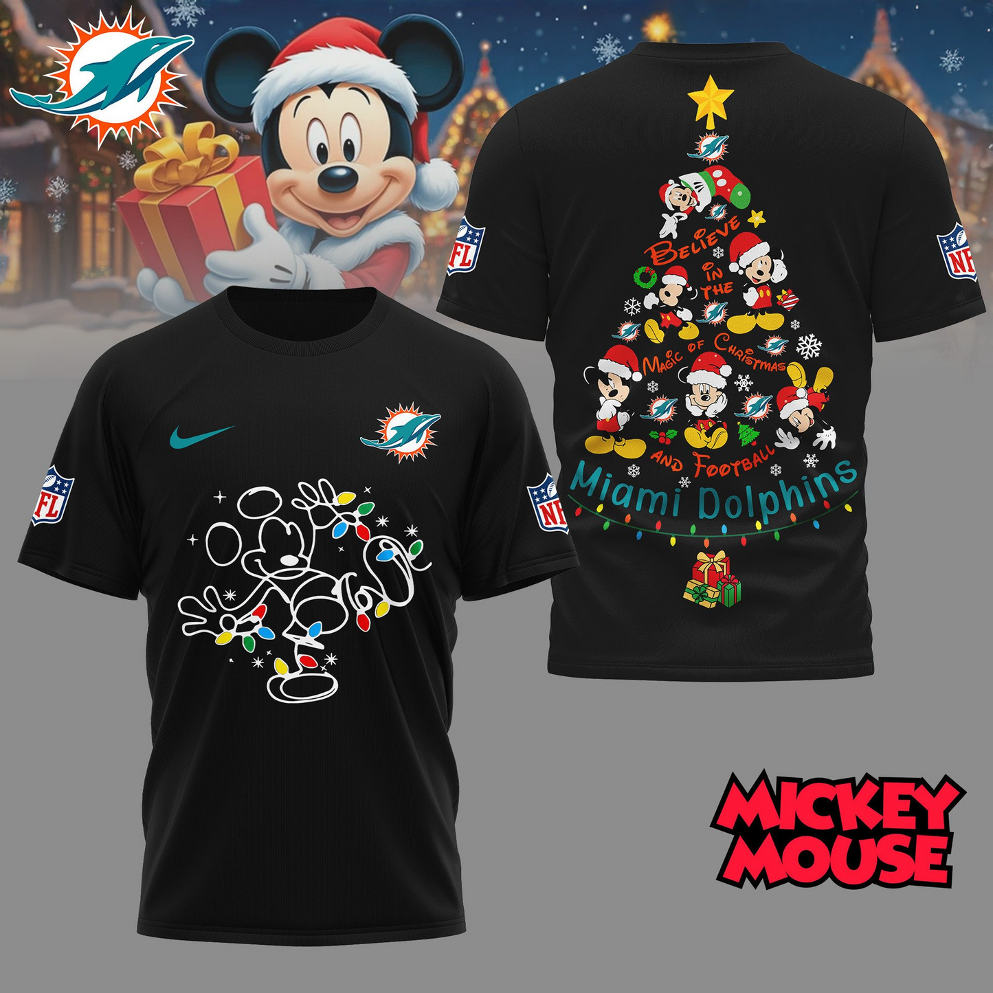MD Premium NFL Mickey Mouse Christmas 3D Shirt DDT CTND