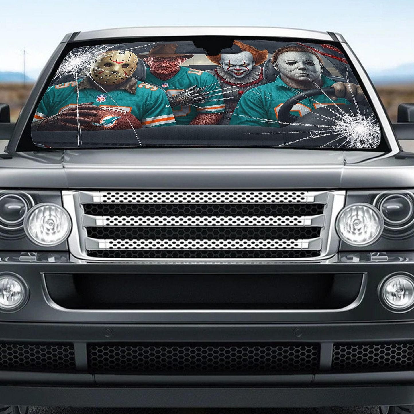 MD x NFL Horror Car Sunshade For Fan DDT CTND