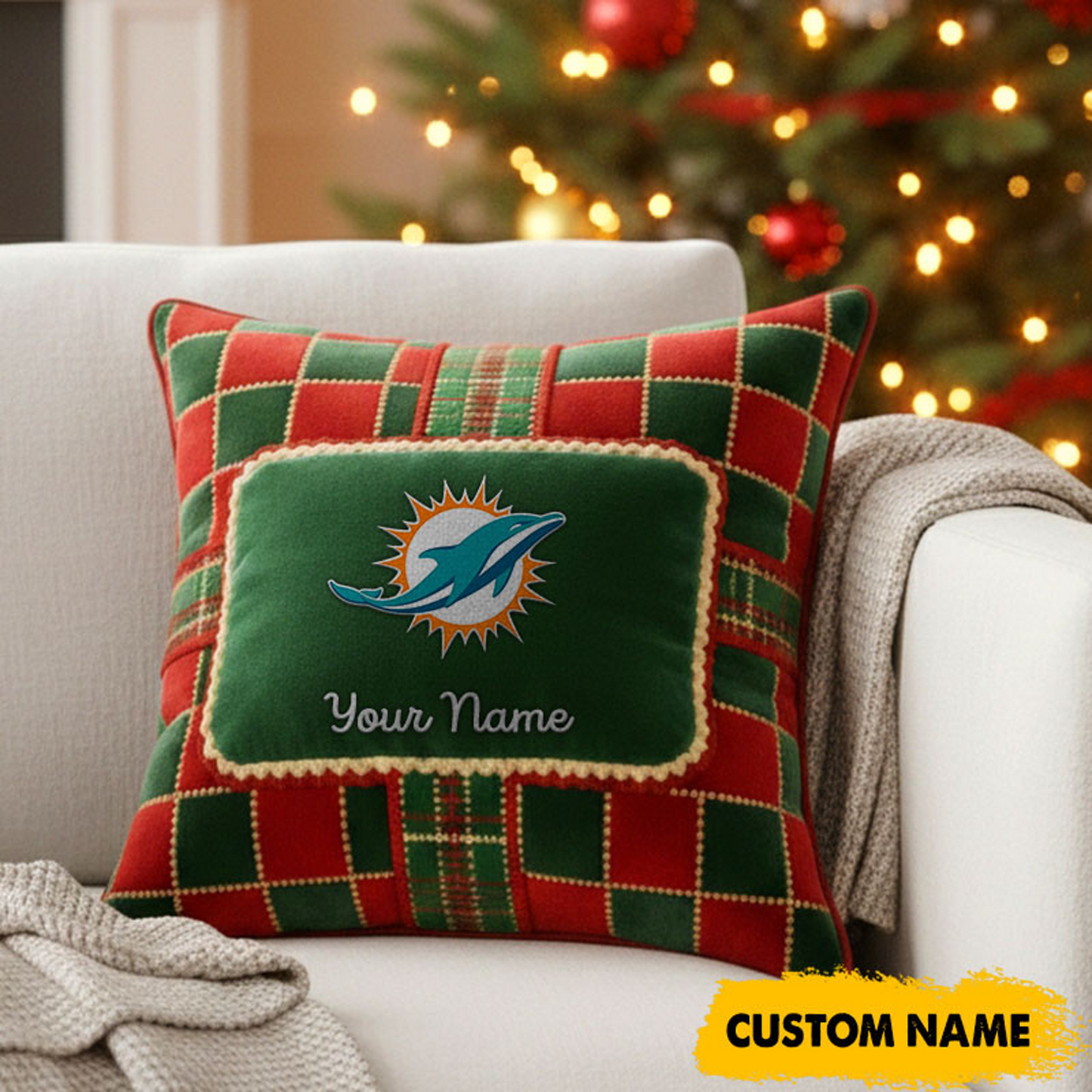 MIA x NFL Christmas New Square Pillow DatND DVT
