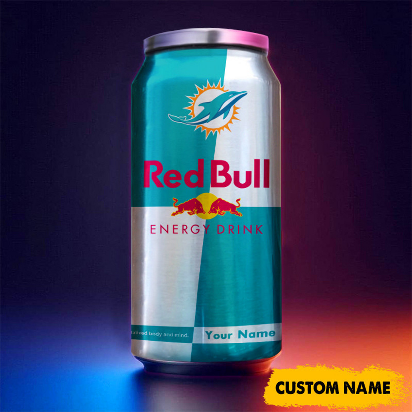 MIA x NFL Mix RedB Drink Can Tumbler Custom Any Name DATND TANTD