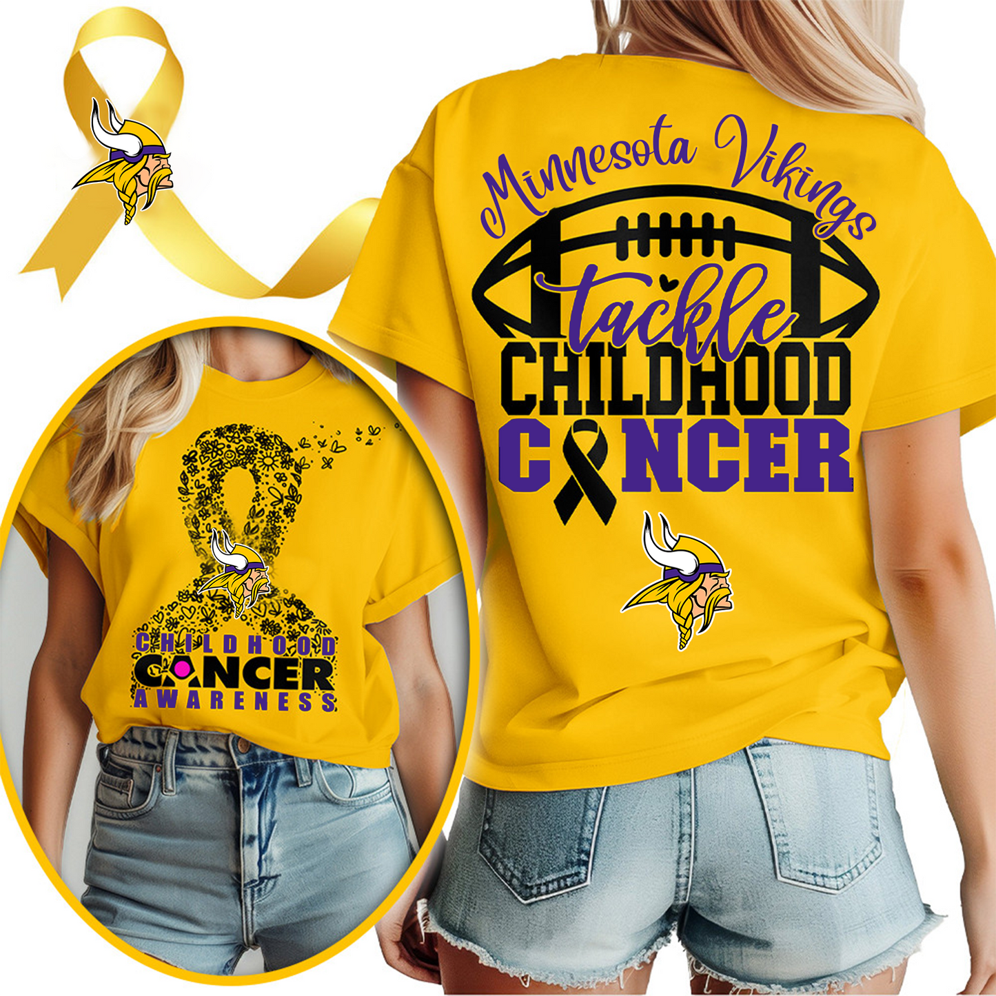 MIN X NFL Premium Childhood Cancer Awareness Month 3D Shirt DatND ThuongNH