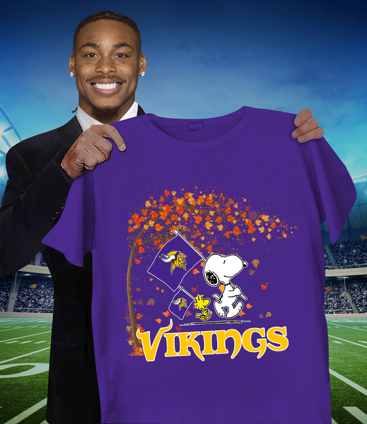 MIN x NFL Snoopy and Woodstock Happy Autumn 2D Shirt DatND ThuongNH