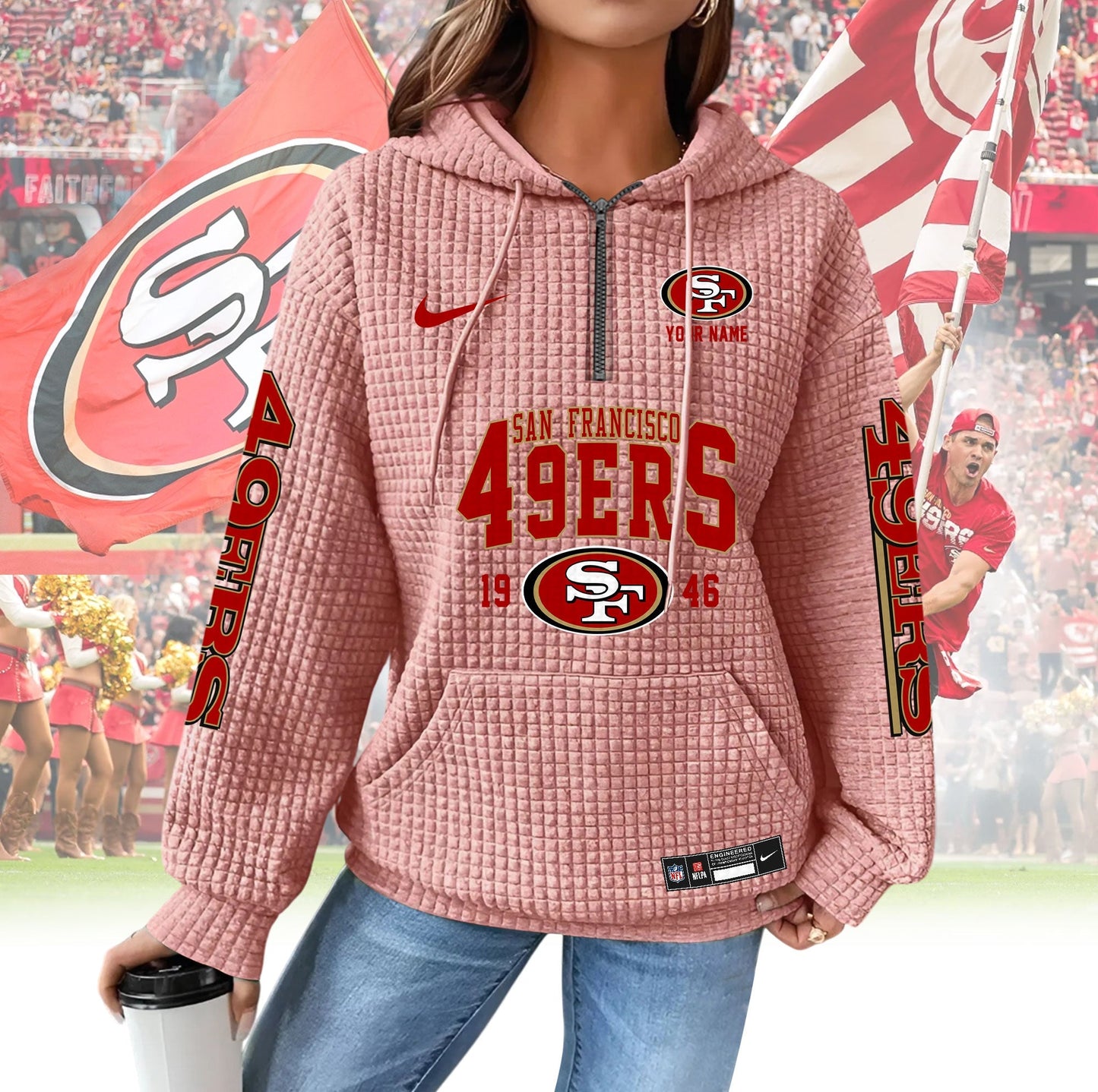 SF49 Premium NFL Waffle Hoodie DDT CTND