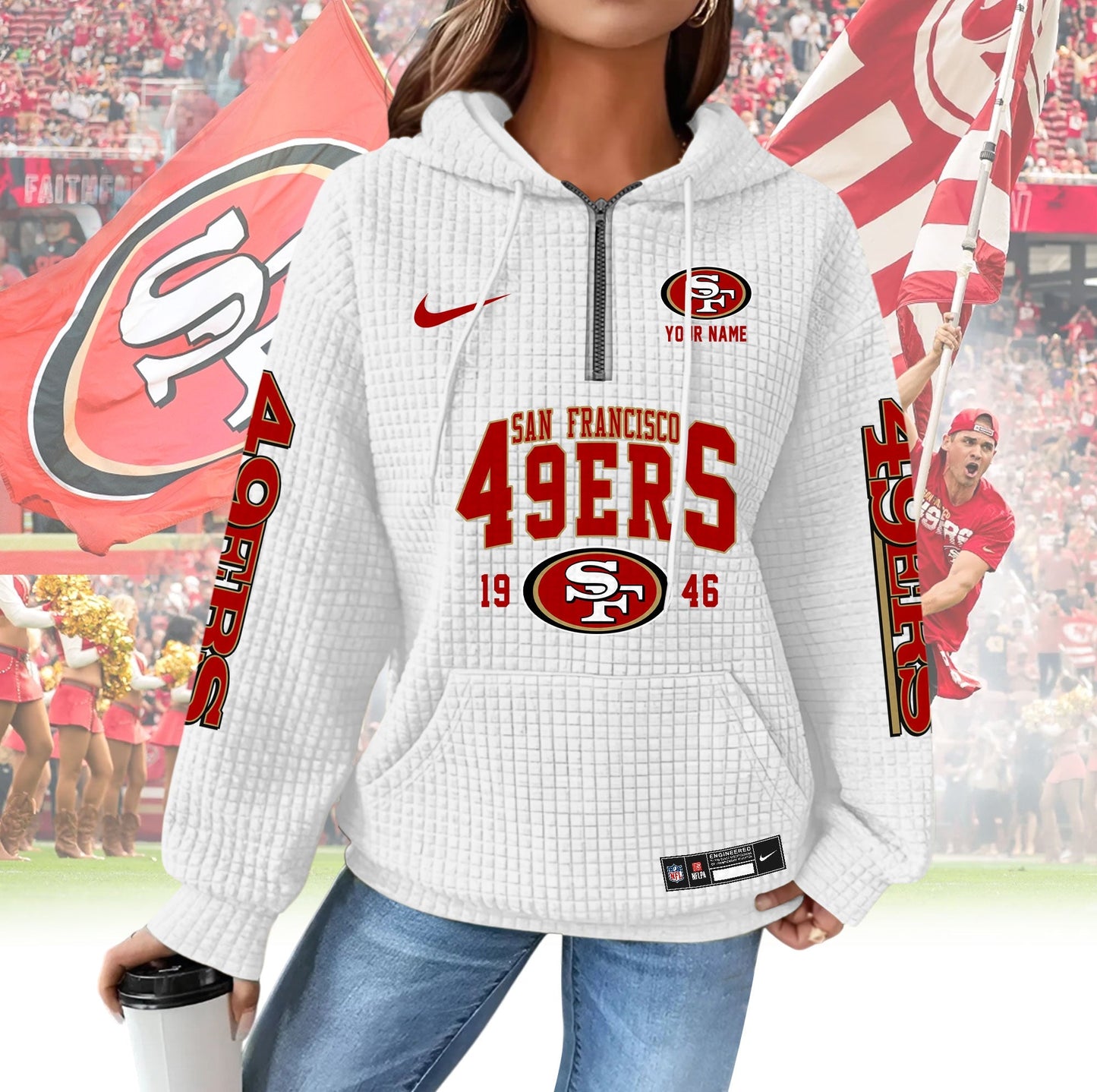 SF49 Premium NFL Waffle Hoodie DDT CTND