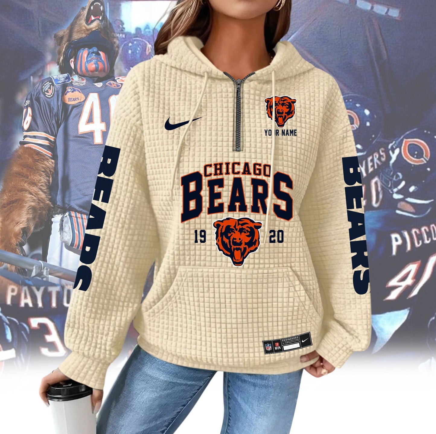 CHI Premium NFL Waffle Hoodie DDT CTND