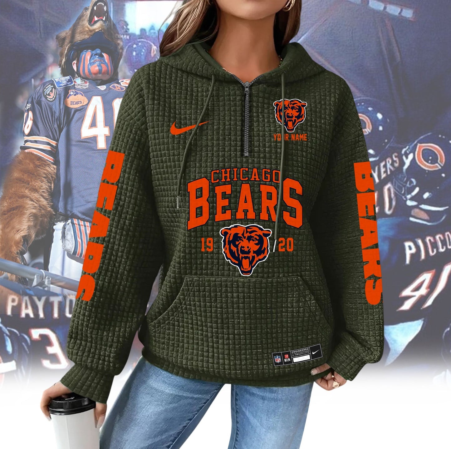 CHI Premium NFL Waffle Hoodie DDT CTND