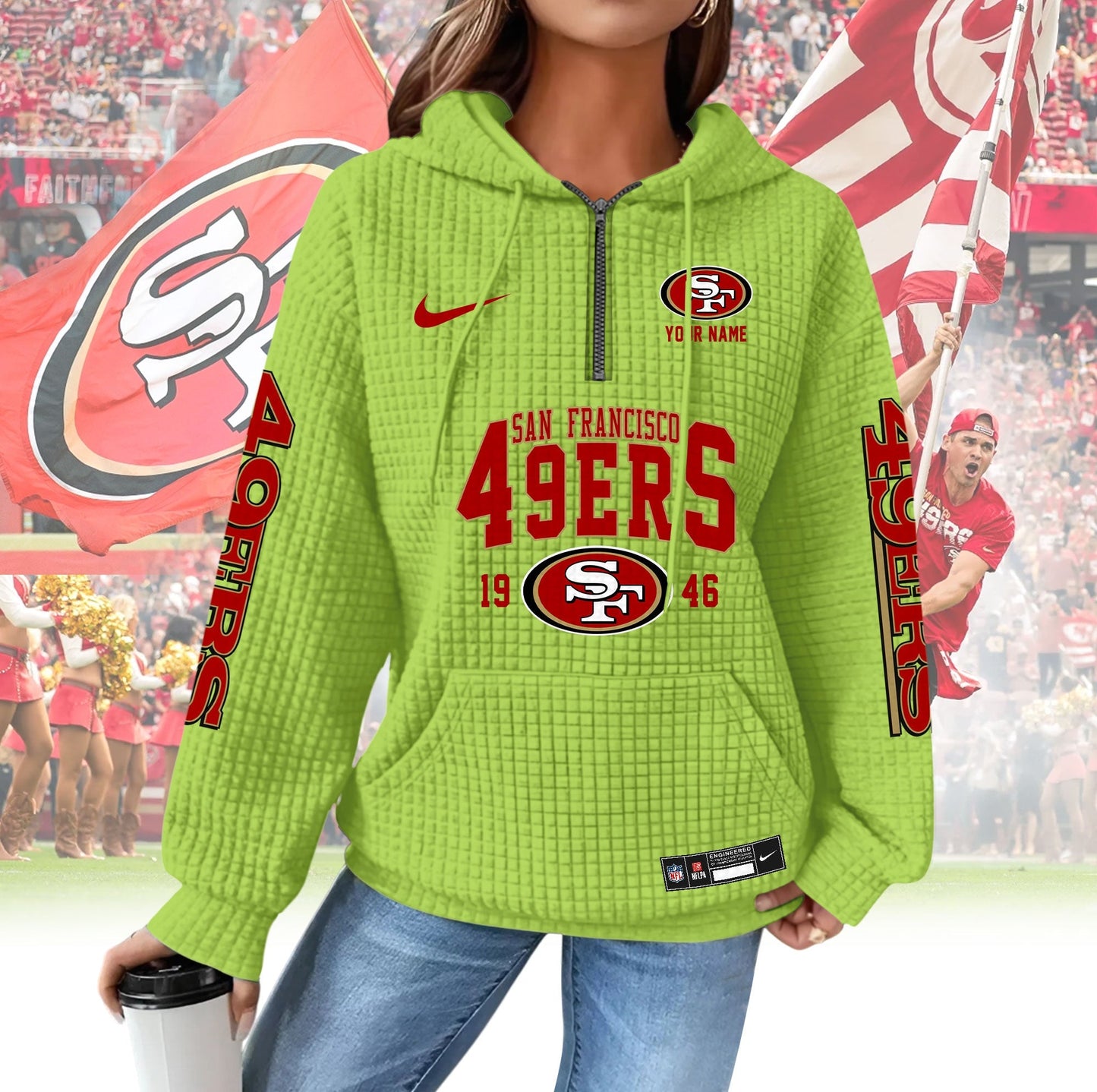 SF49 Premium NFL Waffle Hoodie DDT CTND