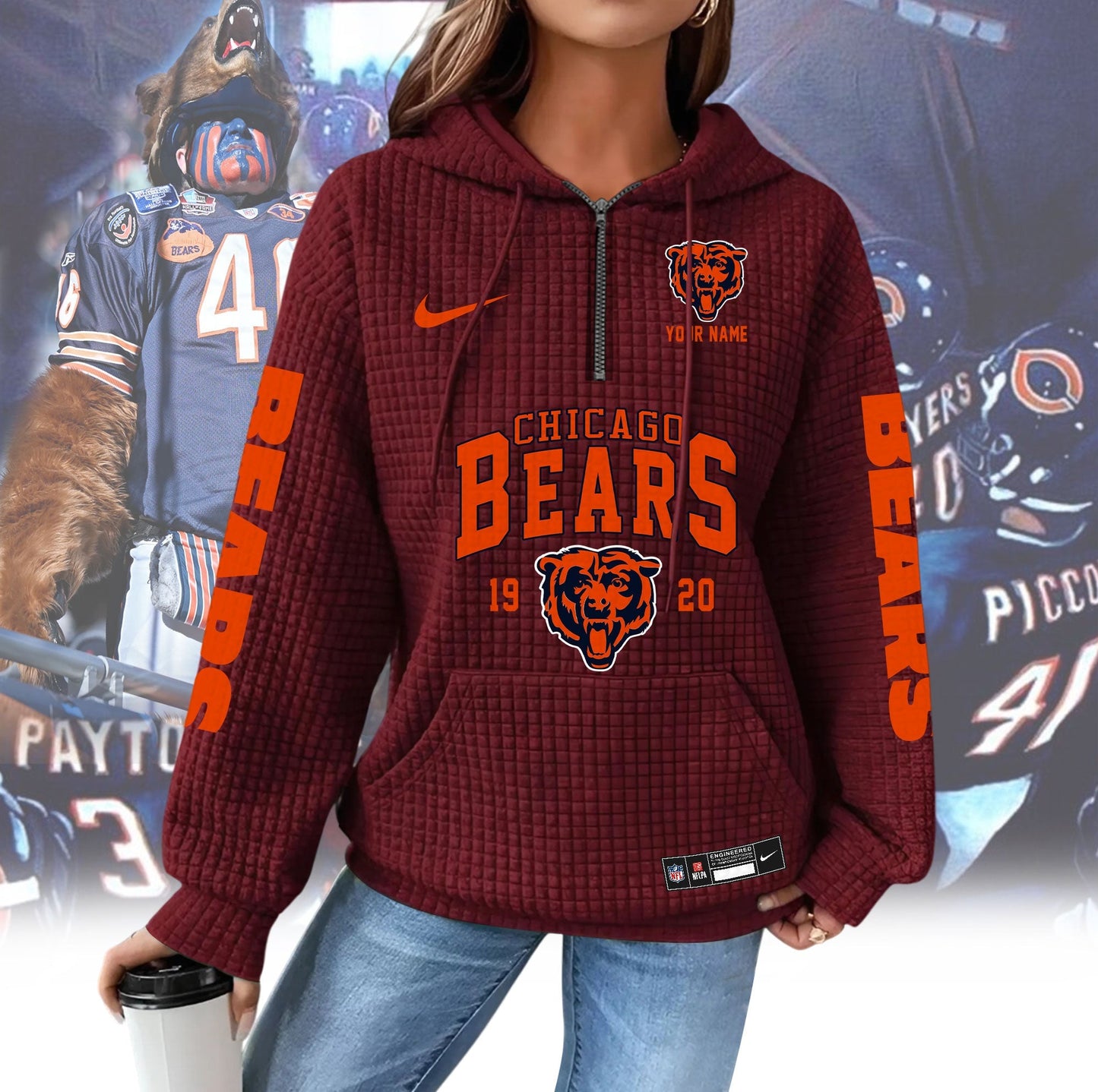 CHI Premium NFL Waffle Hoodie DDT CTND