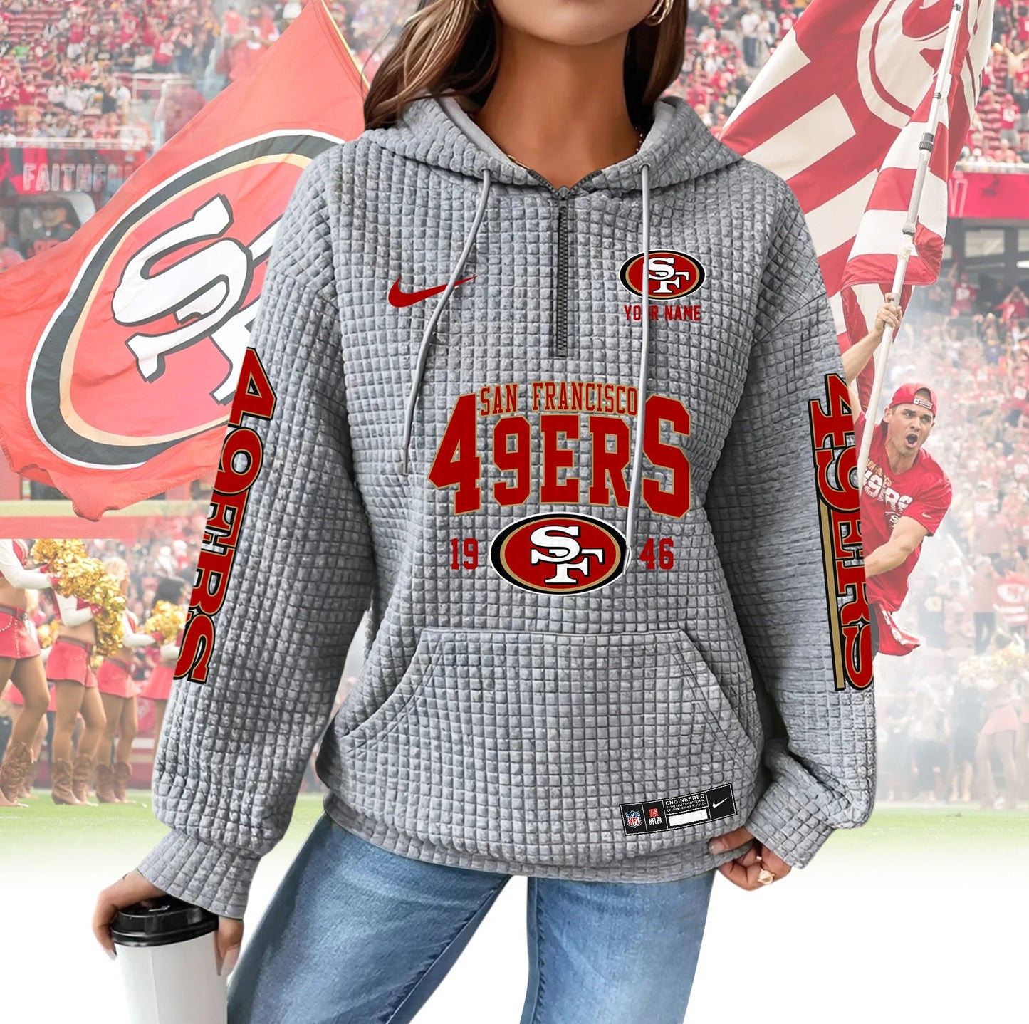 SF49 Premium NFL Waffle Hoodie DDT CTND