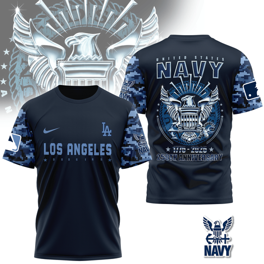MLB LAD Premium Navy 250 Years 3D Shirt DDT CTND