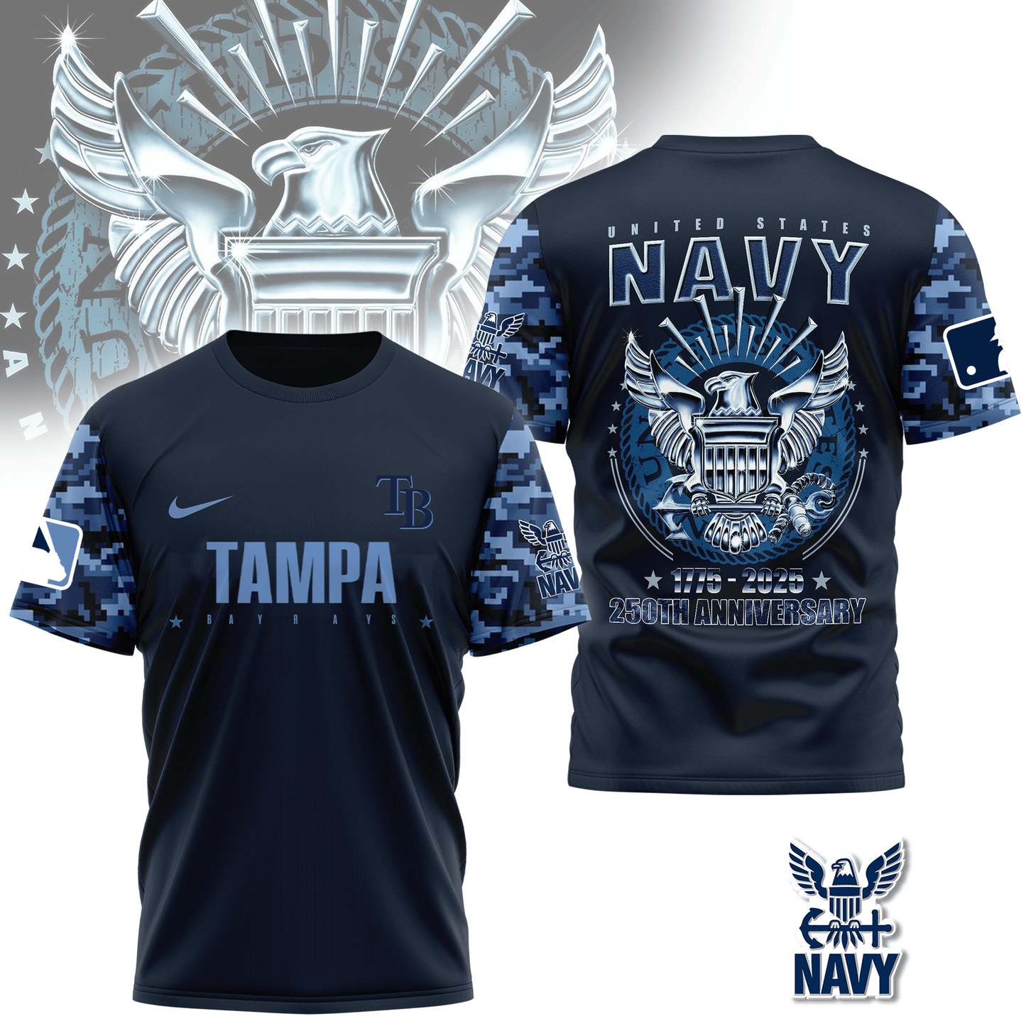MLB TBR Premium Navy 250 Years 3D Shirt DDT CTND
