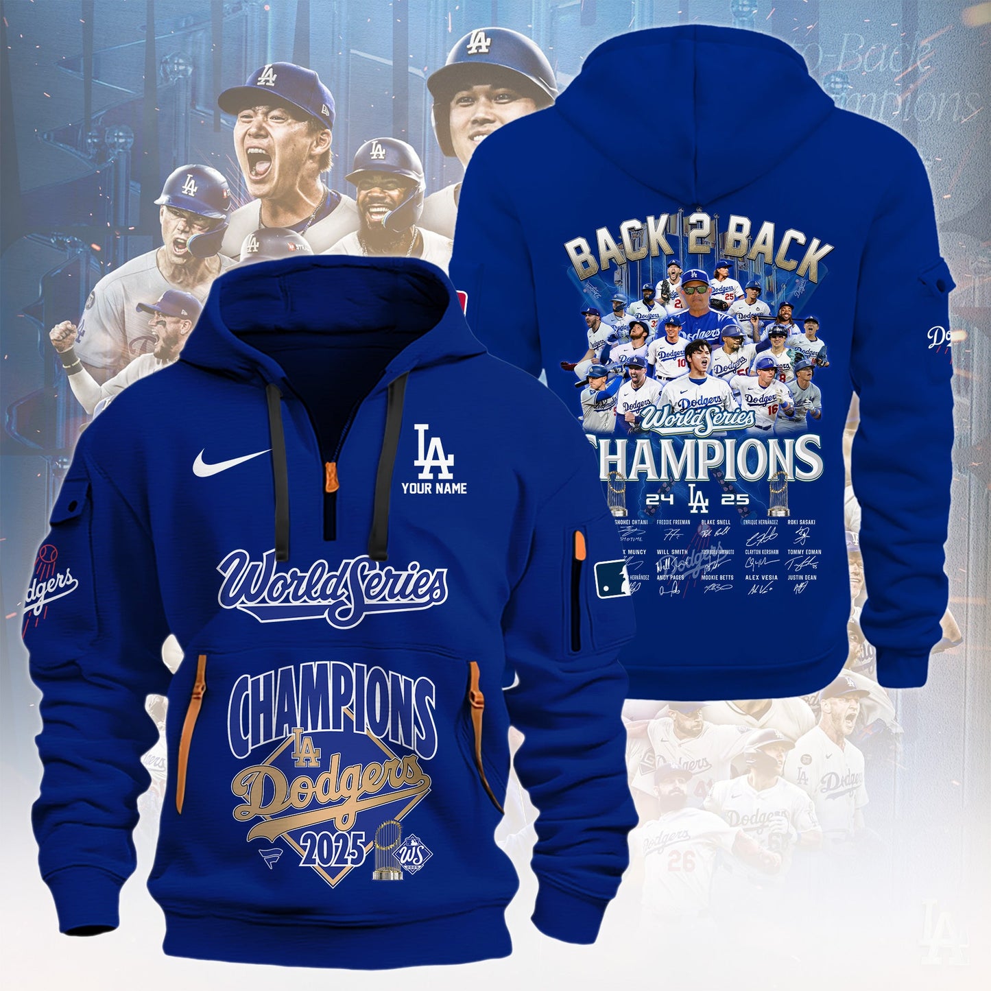MLB x LAD World Series Champions 2025 Personalized Half Zipper Hoodie HLP