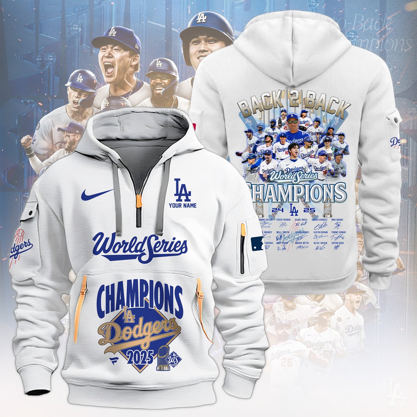 MLB x LAD World Series Champions 2025 Personalized Half Zipper Hoodie HLP