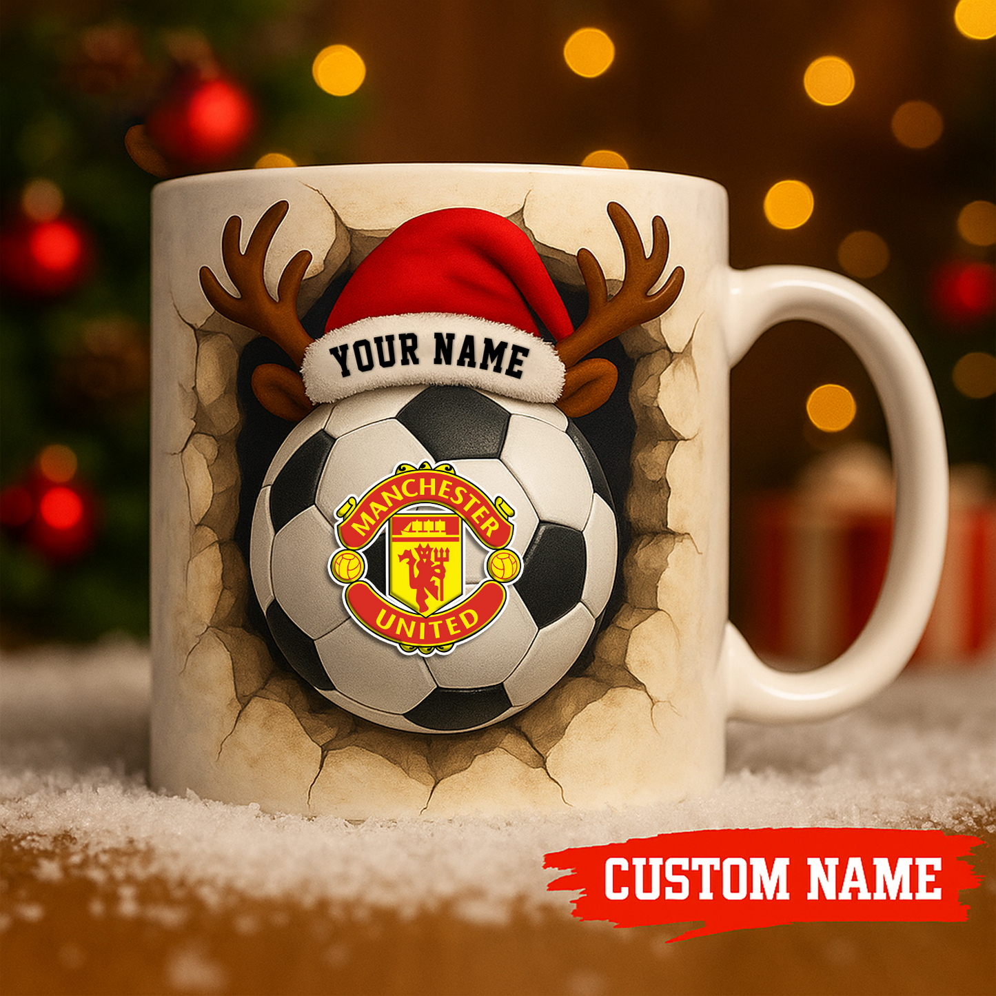 MUN X Premium EPL Christmas Football Ceramic Mug V1 NAK NHT