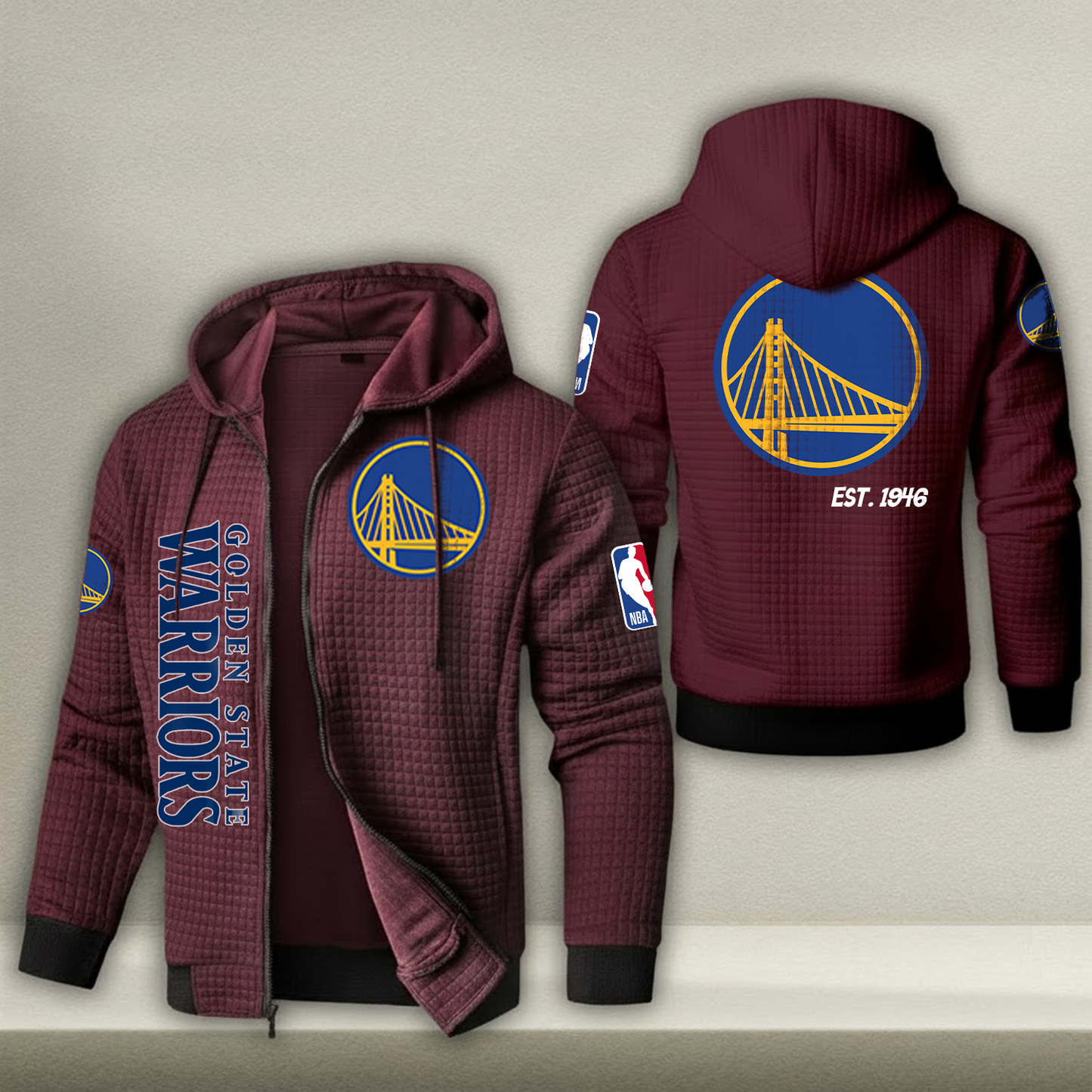 NBA x GSW Waffle Zip Hoodie HLP HLPHUONG