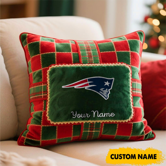 NE x NFL Christmas New Square Pillow DatND DVT