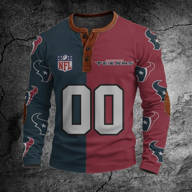 NFL HT Football Print Henley Sweatshirt V1 NAK NHT