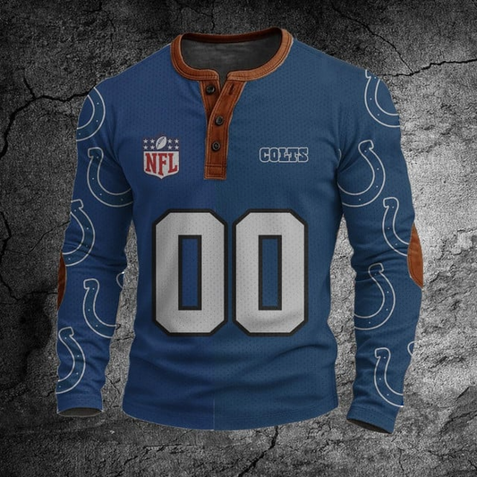 NFL IC Football Print Henley Sweatshirt V1 NAK NHT