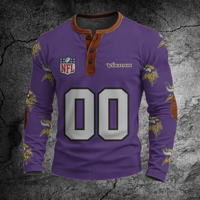 NFL MV Football Print Henley Sweatshirt V1 NAK NHT