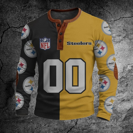 NFL PS Football Print Henley Sweatshirt V1 NAK NHT