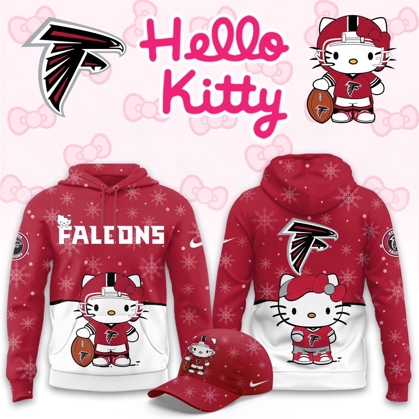 NFL x ATL Chrismas Hello KT 3D Hoodie HLP HLPHUONG
