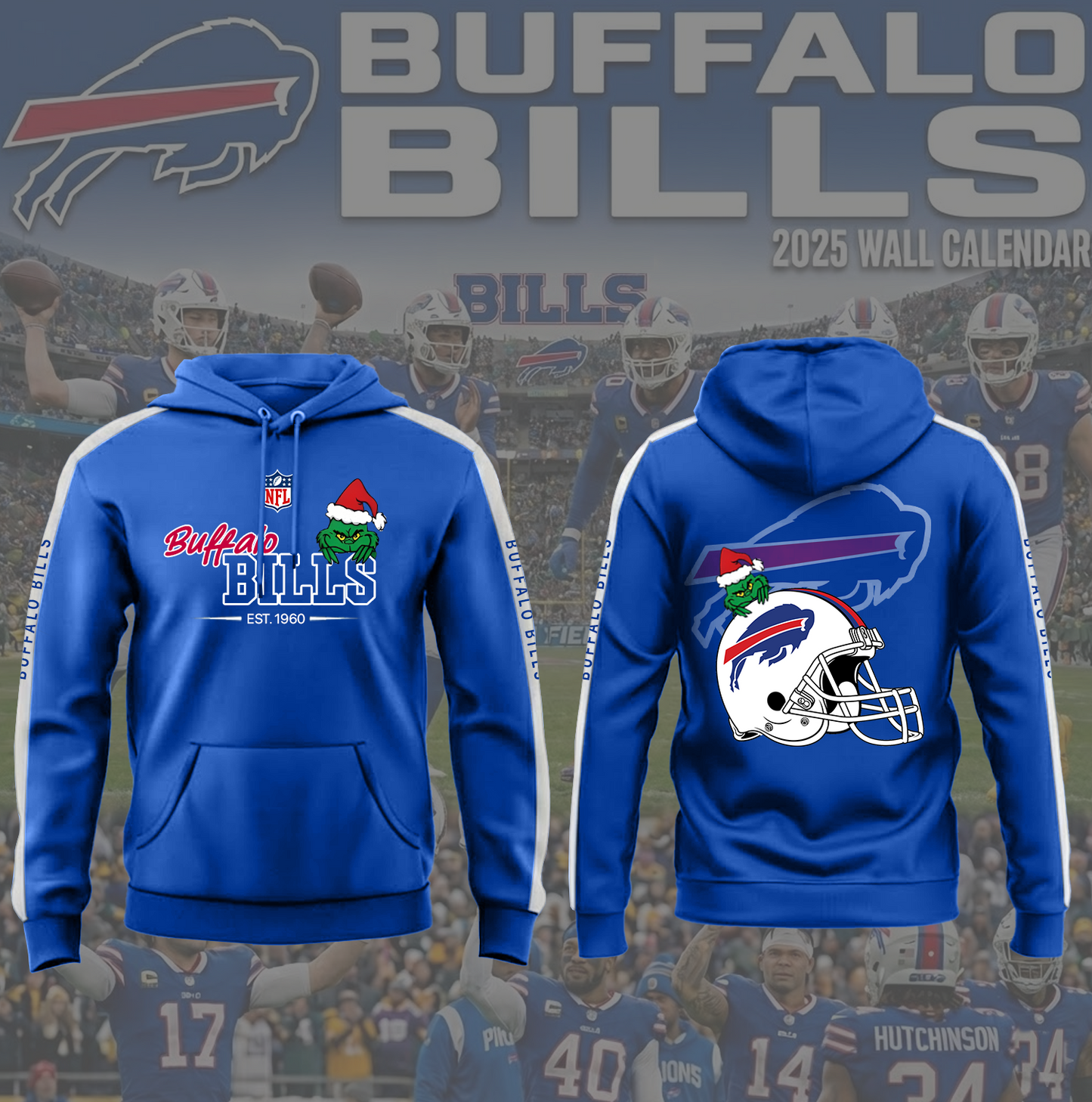 NFL x BUF Merry Grinchmas 3D Hoodie HLP HLPHUONG