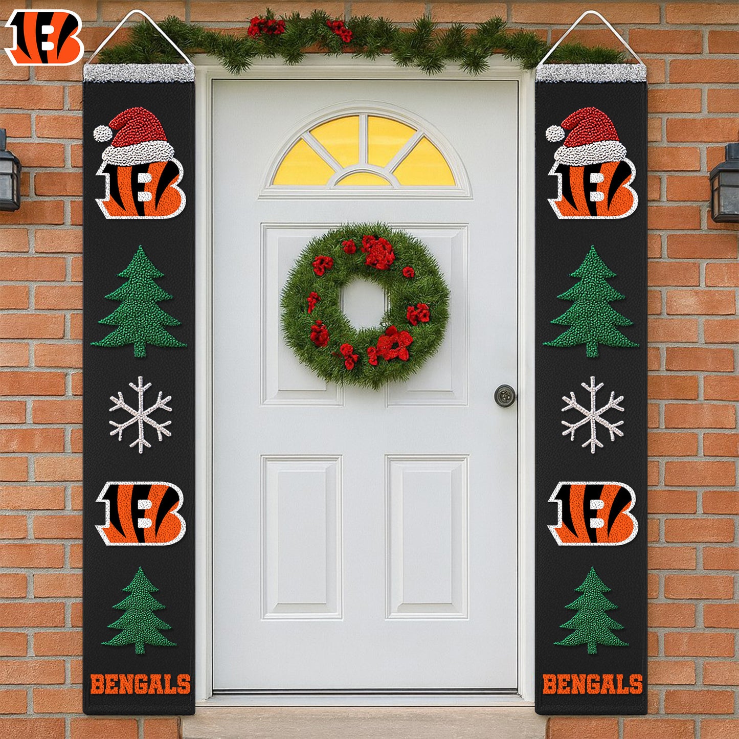 NFL x CIN Merry Christmas Porch Sign HLP HLPHUONG