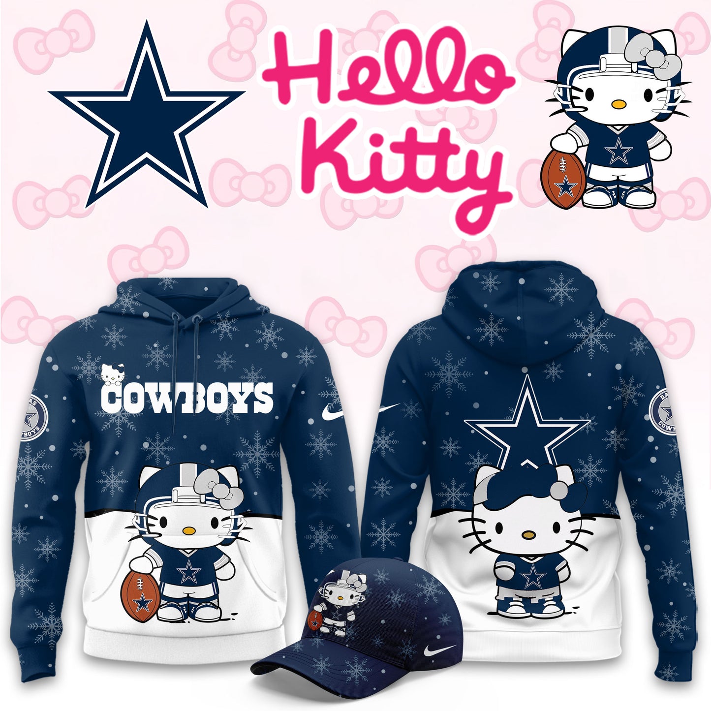 NFL x DAL Chrismas Hello KT 3D Hoodie HLP HLPHUONG