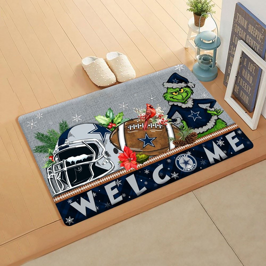 NFL x DAL Doormat Grinch Christmas Welcome FOOTBALL NDT TDT