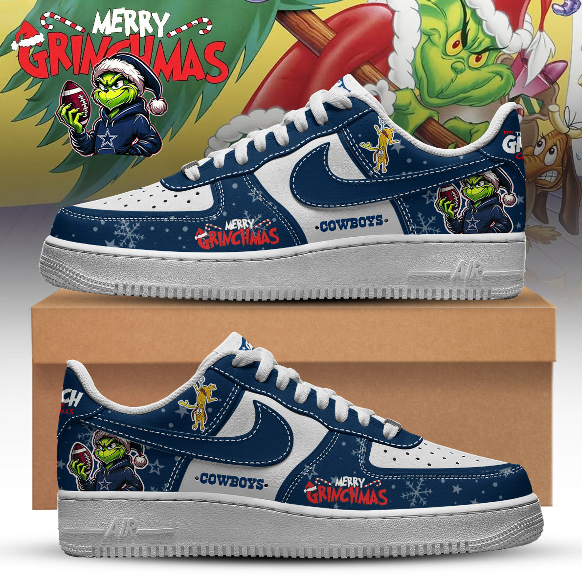 NFL x DAL Merry Grinchmas Premium AF1 Sneaker HLP HLPHUONG